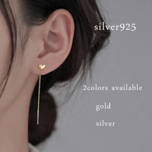 ピアス シンプル シルバー925 アメリカンピアス チェーンピアス ハート ゴールド シルバー プレゼント